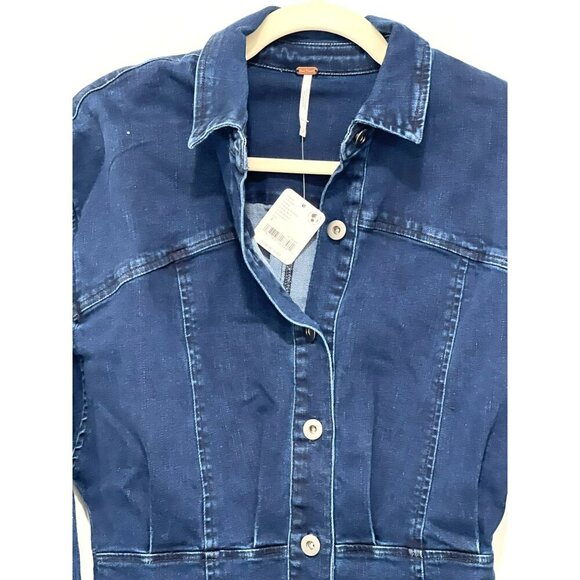 Free People Amber Denim Dress in Dark Indigo NWT Size 4 - Picture 6 of 9